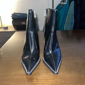 Zara Black Pointed Toe Booties with Rhinestone Detail, Size EU 38 (US Women’s 7)
